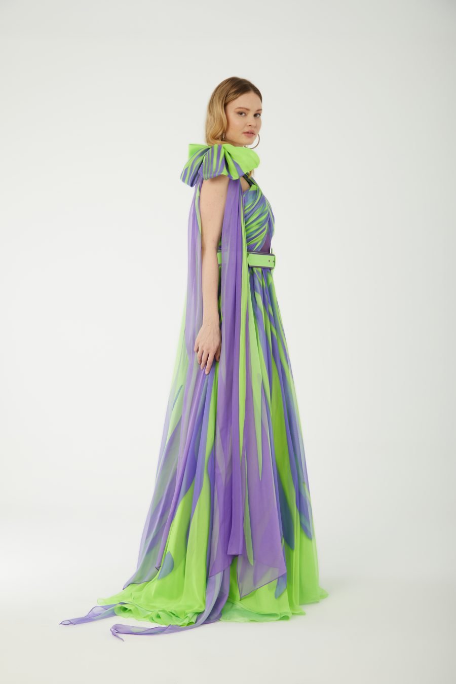 Halter Neck A-line Evening Dress - Image 3
