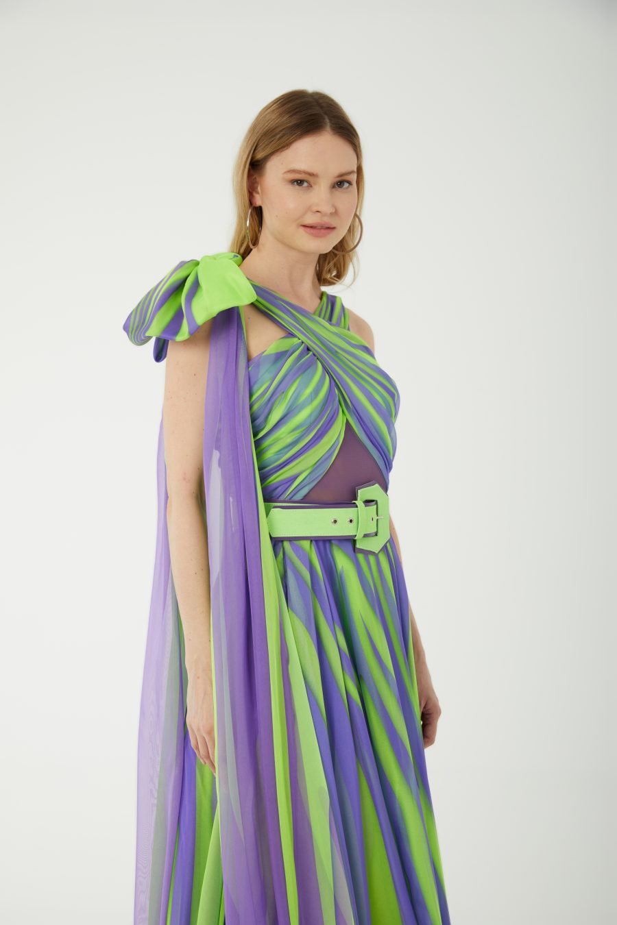 Halter Neck A-line Evening Dress - Image 2