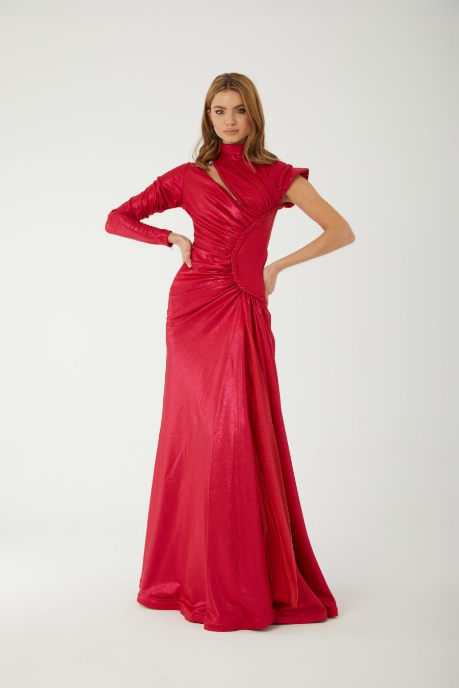 Turtle Neckline A-Line Evening Dress - Image 5