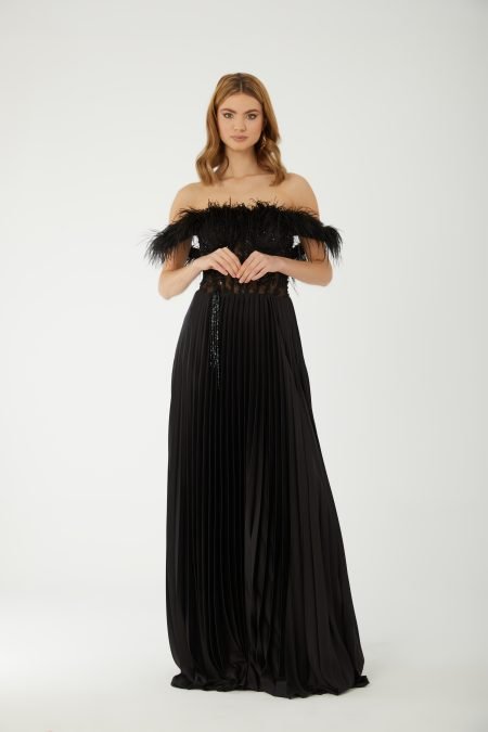 Straight Across Off shoulder  Evening Dress
