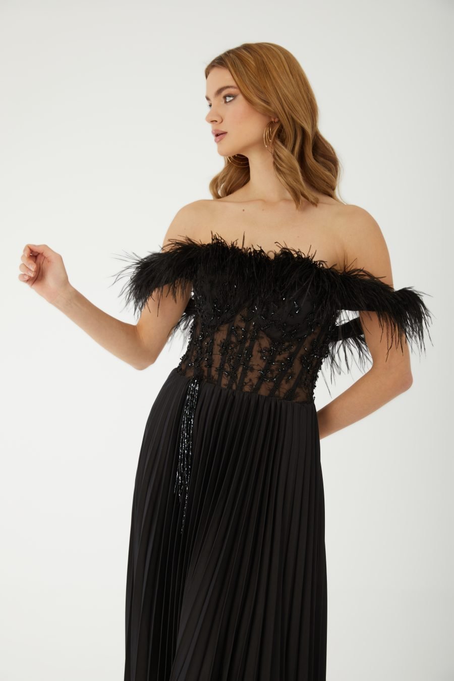 Straight Across Off shoulder  Evening Dress - Image 3