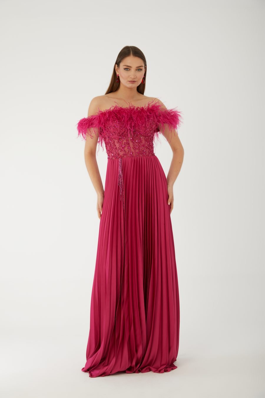 Straight Across Off shoulder  Evening Dress - Image 9