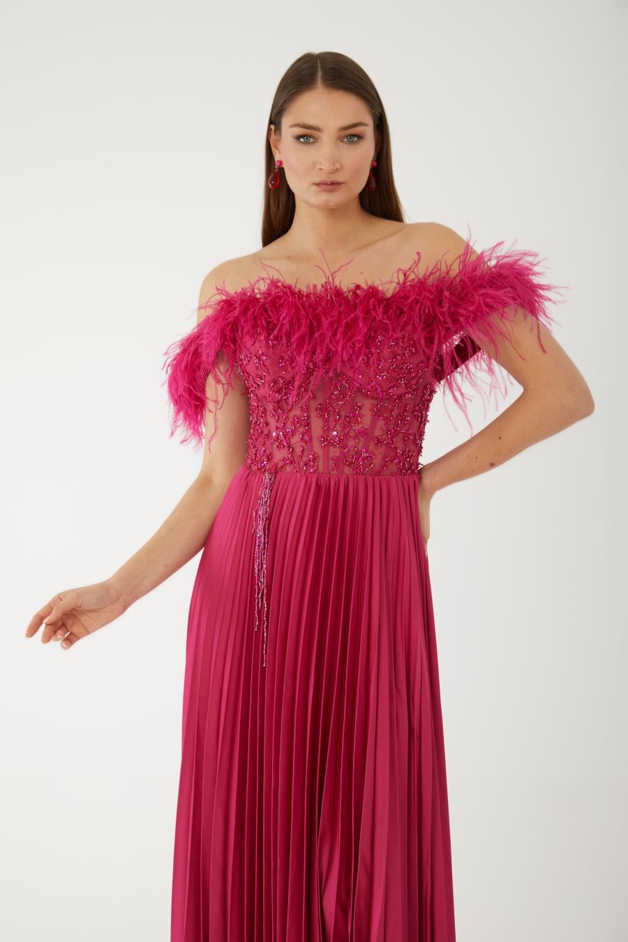 Straight Across Off shoulder  Evening Dress - Image 10