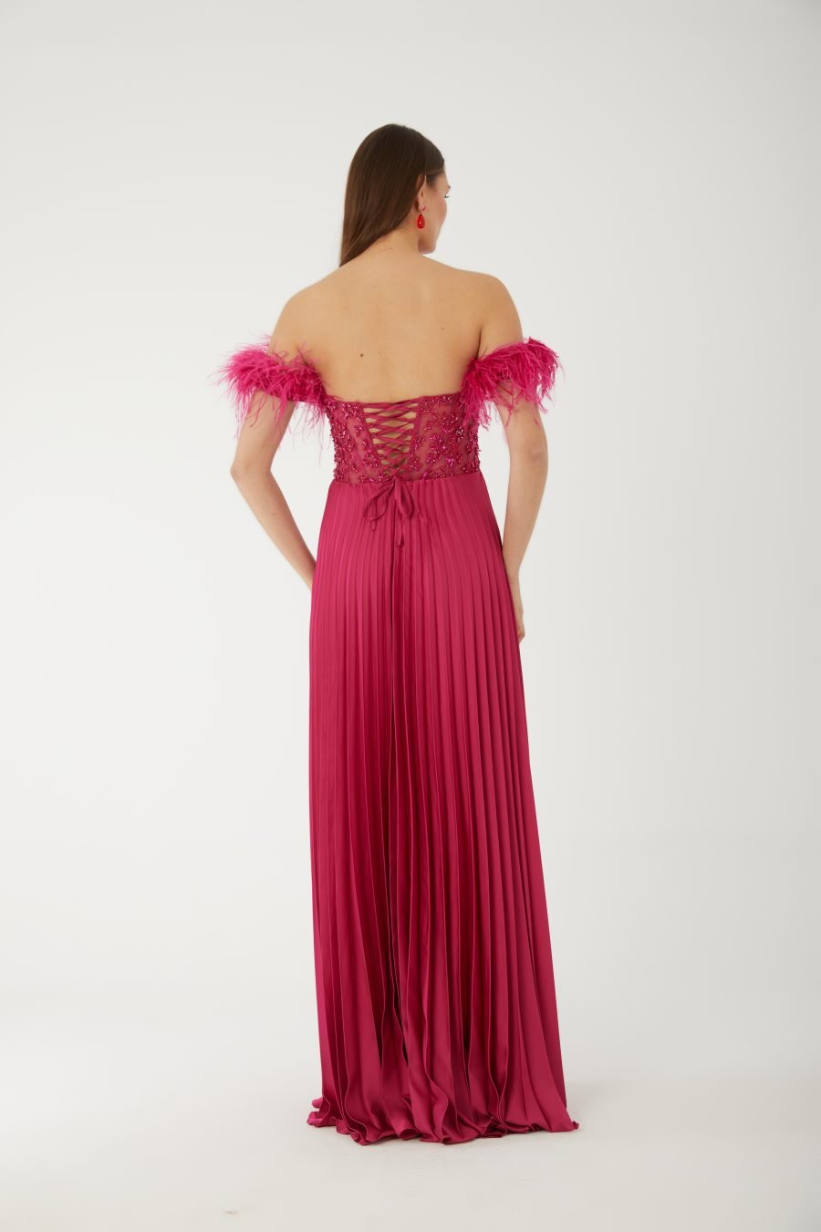 Straight Across Off shoulder  Evening Dress - Image 11