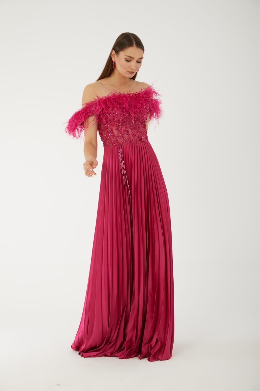 Straight Across Off shoulder  Evening Dress - Image 12