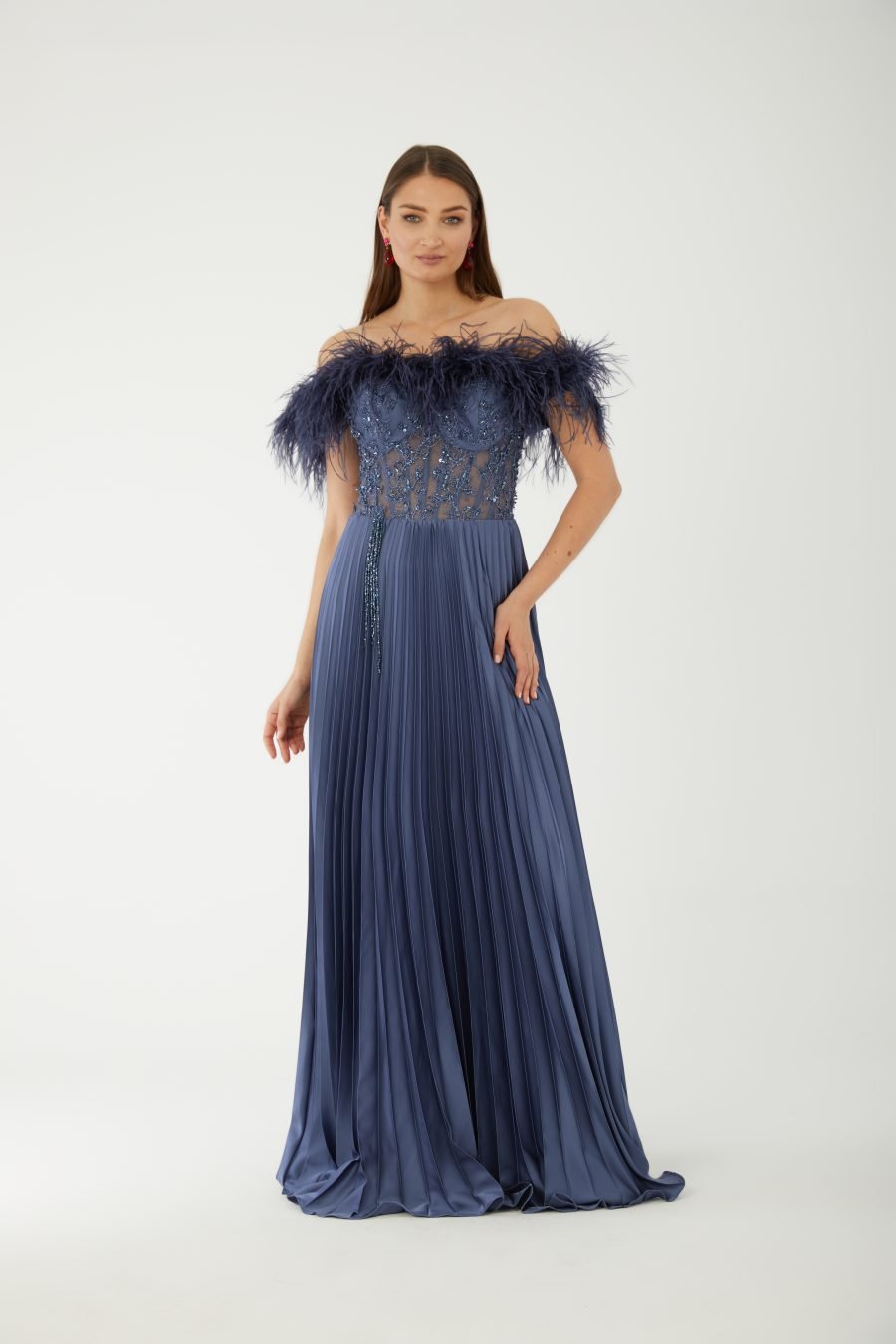 Straight Across Off shoulder  Evening Dress - Image 17