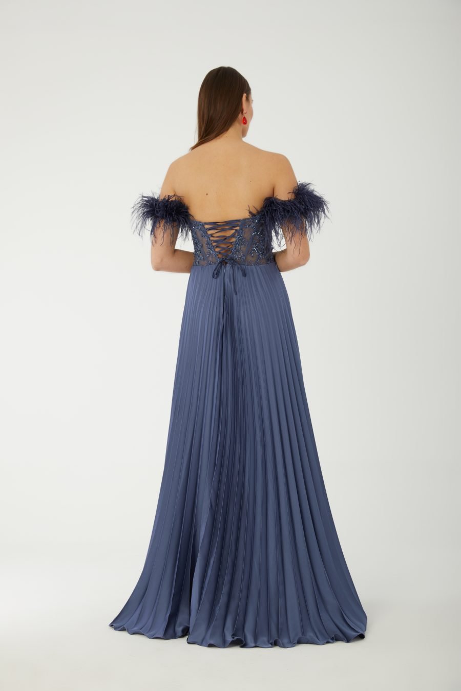 Straight Across Off shoulder  Evening Dress - Image 20