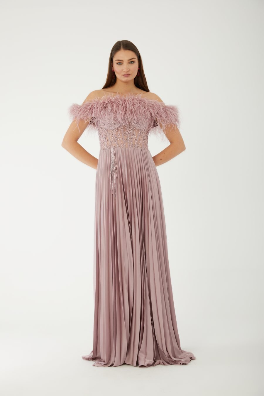 Straight Across Off shoulder  Evening Dress - Image 21