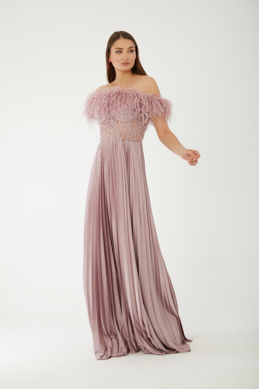 Straight Across Off shoulder  Evening Dress - Image 22