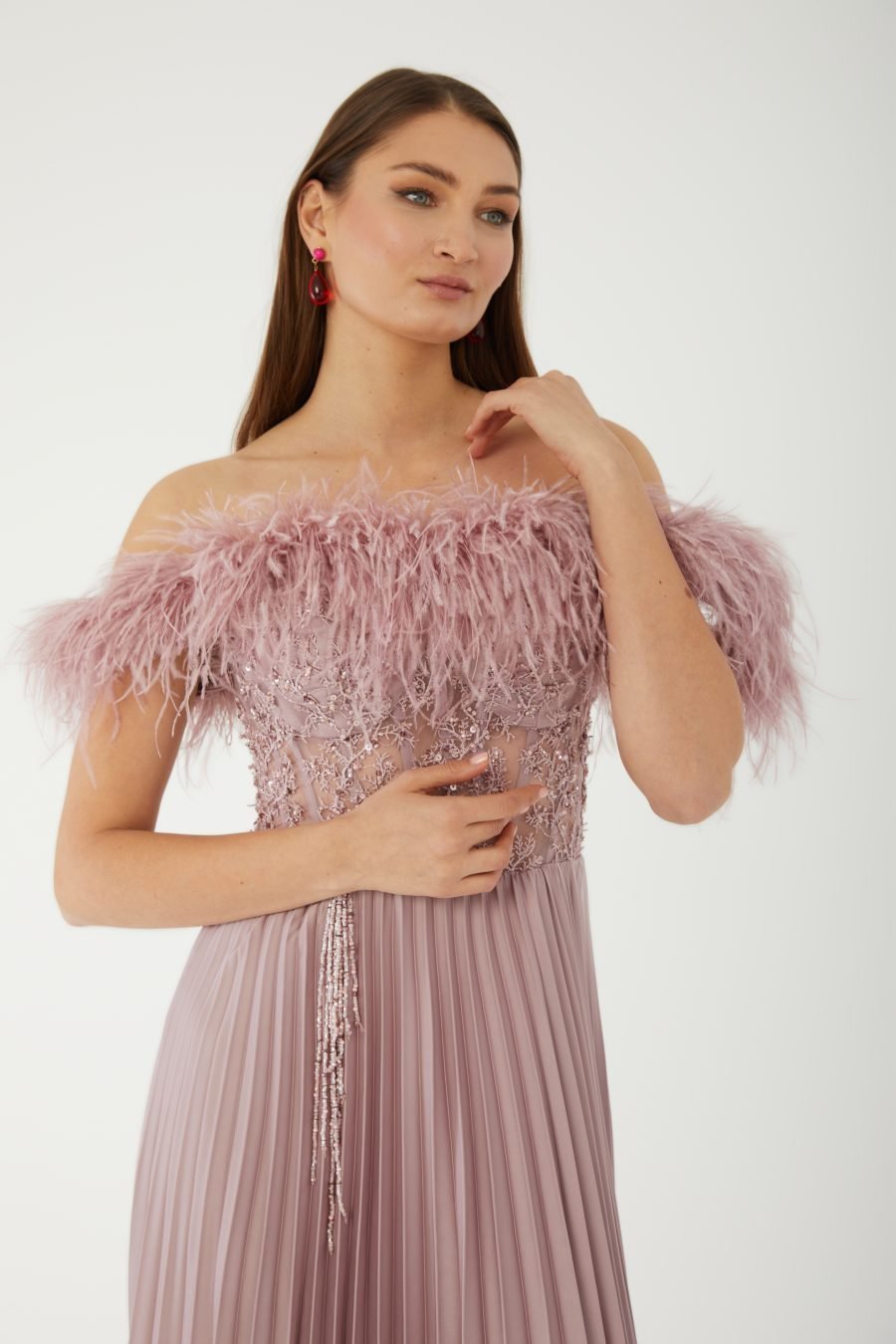 Straight Across Off shoulder  Evening Dress - Image 23