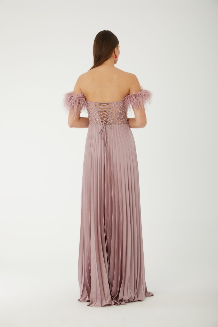 Straight Across Off shoulder  Evening Dress - Image 24