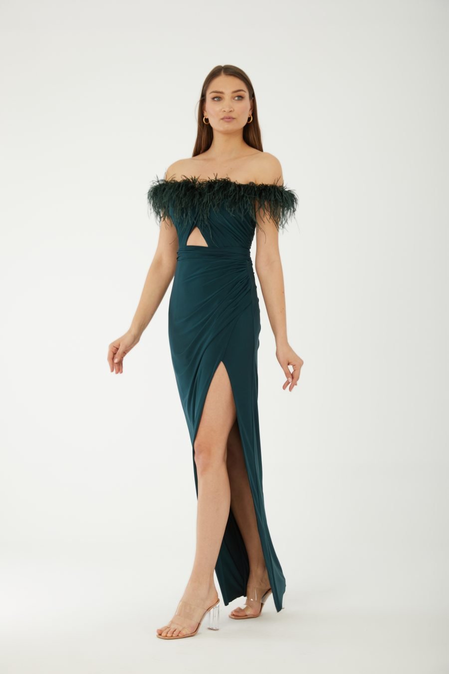 Straight Across Off shoulder High Knee Evening Dress - Image 2