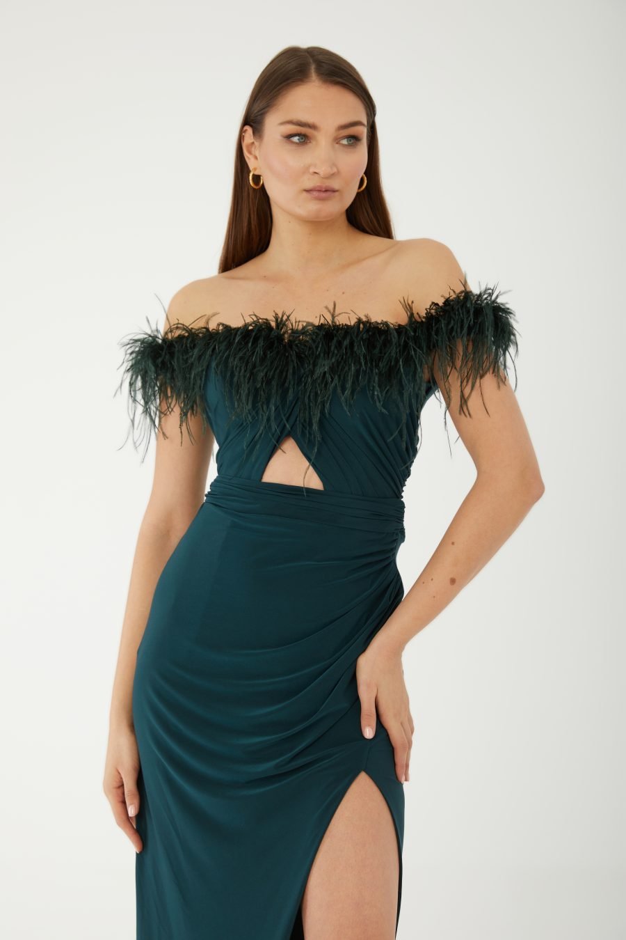 Straight Across Off shoulder High Knee Evening Dress - Image 3