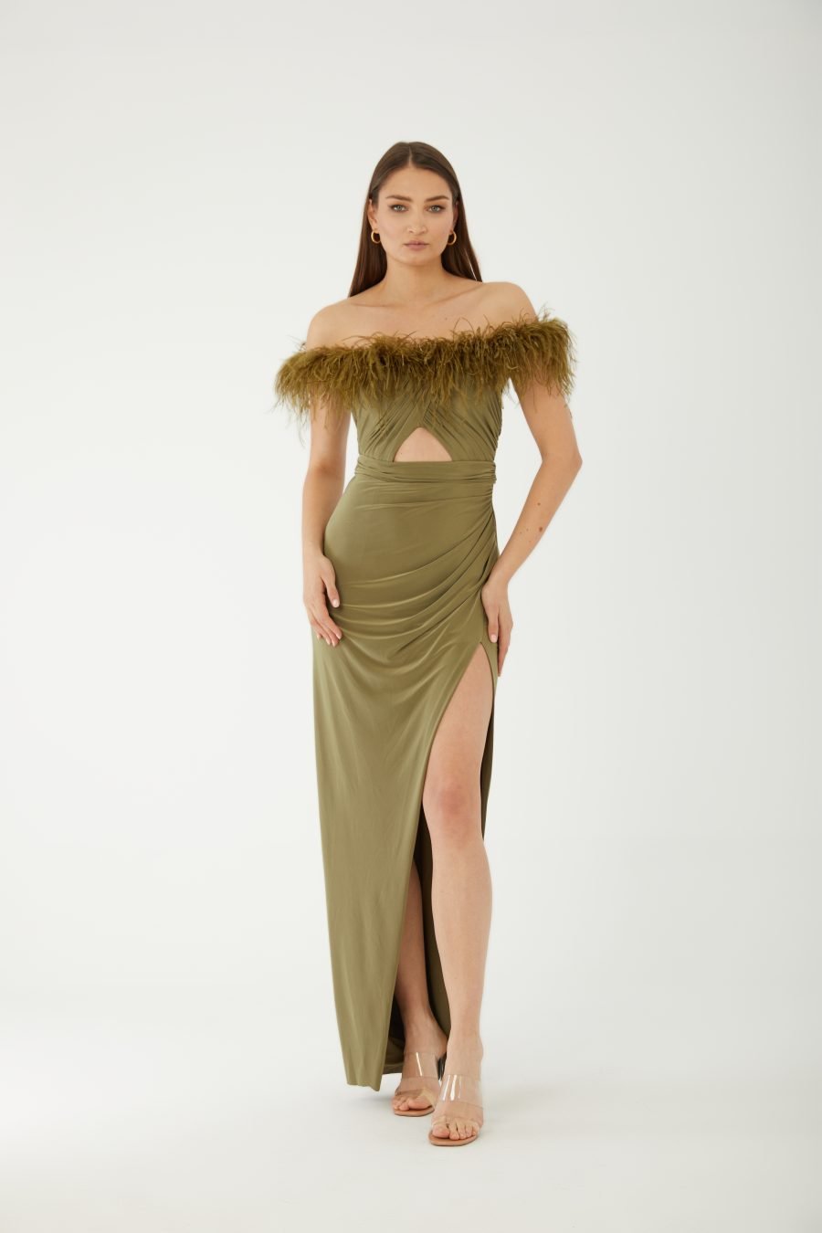 Straight Across Off shoulder High Knee Evening Dress - Image 9