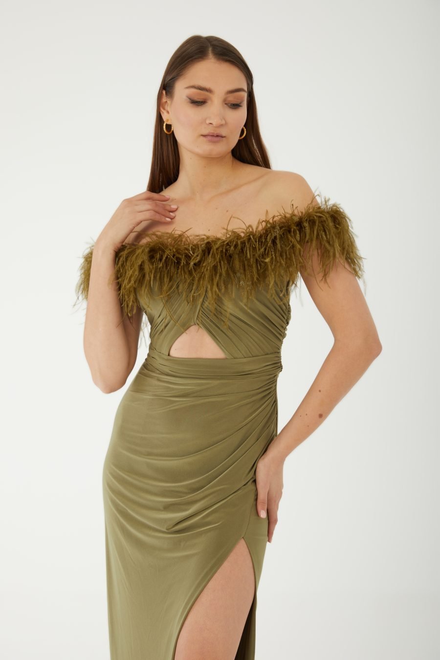 Straight Across Off shoulder High Knee Evening Dress - Image 11