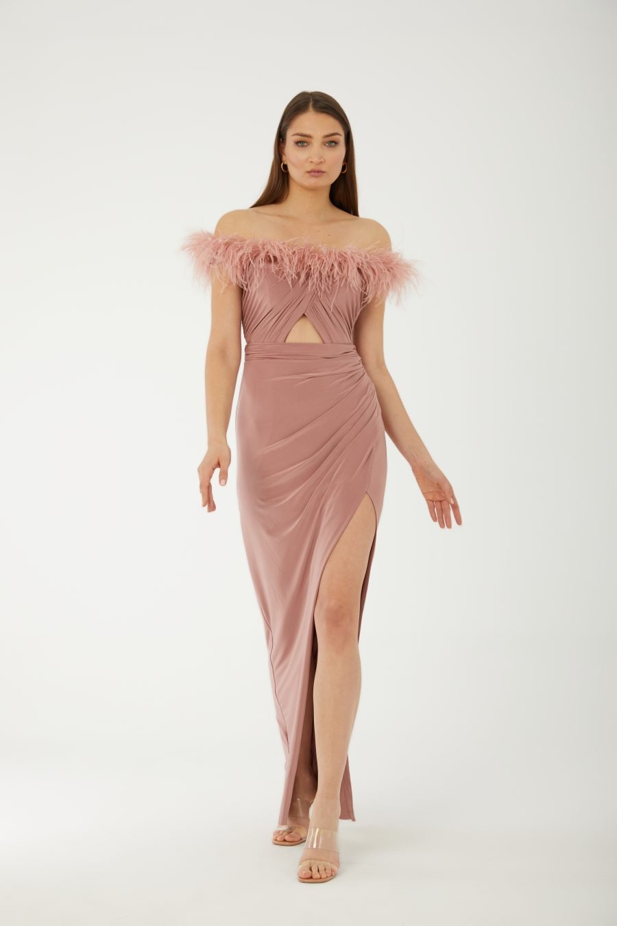 Straight Across Off shoulder High Knee Evening Dress - Image 13