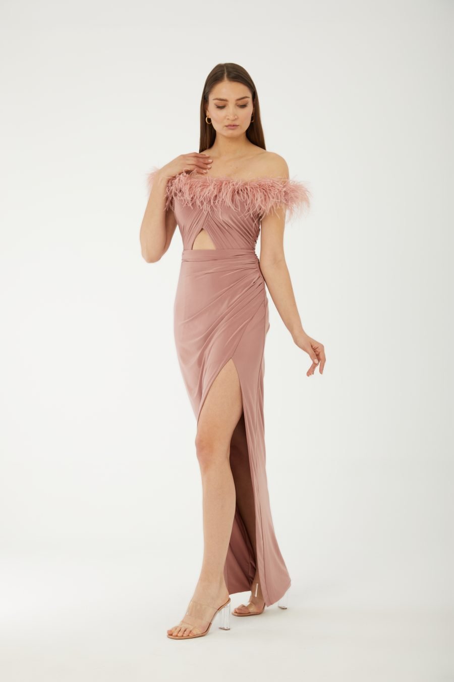 Straight Across Off shoulder High Knee Evening Dress - Image 14