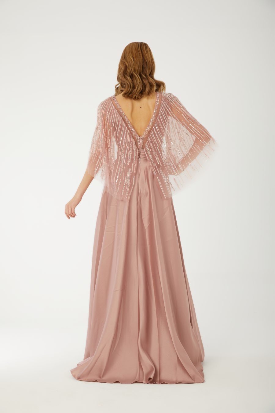 V Neck Long sleeve high knee evening dress - Image 4