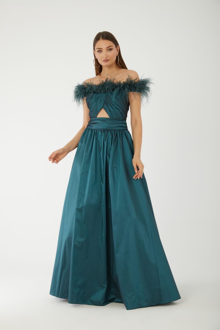 Straight Across Off shoulder  Evening Dress - Image 13