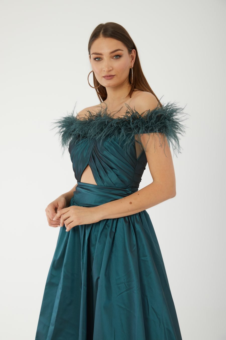 Straight Across Off shoulder  Evening Dress - Image 15