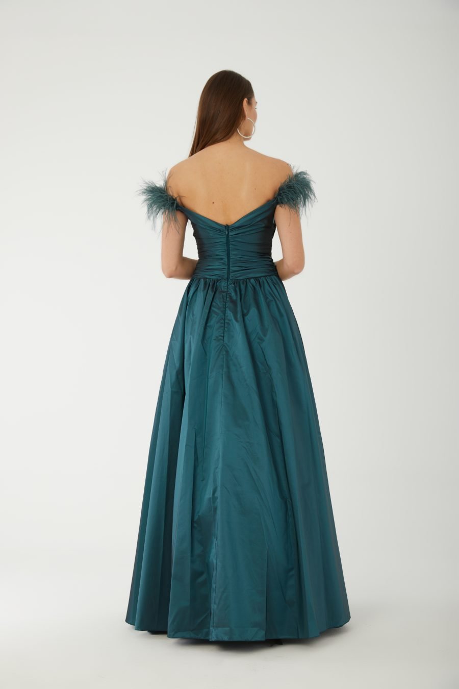 Straight Across Off shoulder  Evening Dress - Image 16