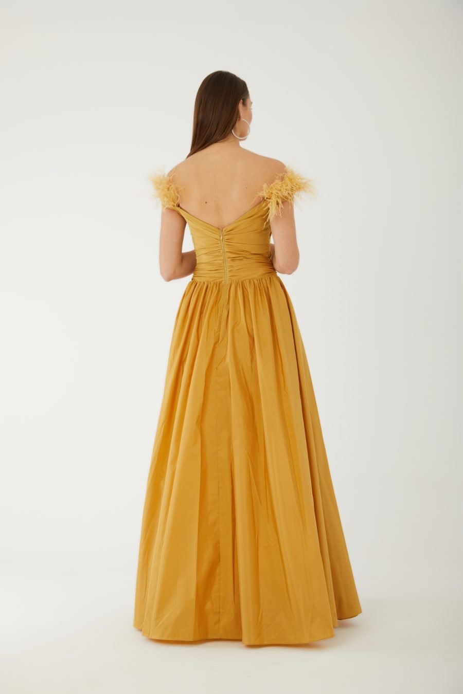 Straight Across Off shoulder  Evening Dress - Image 12