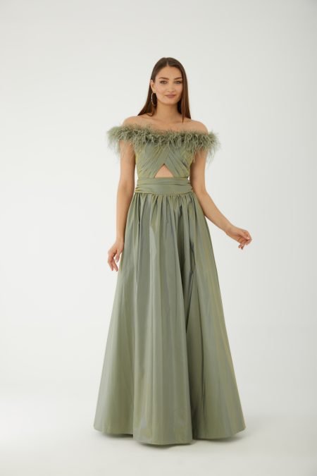 Straight Across Off shoulder  Evening Dress