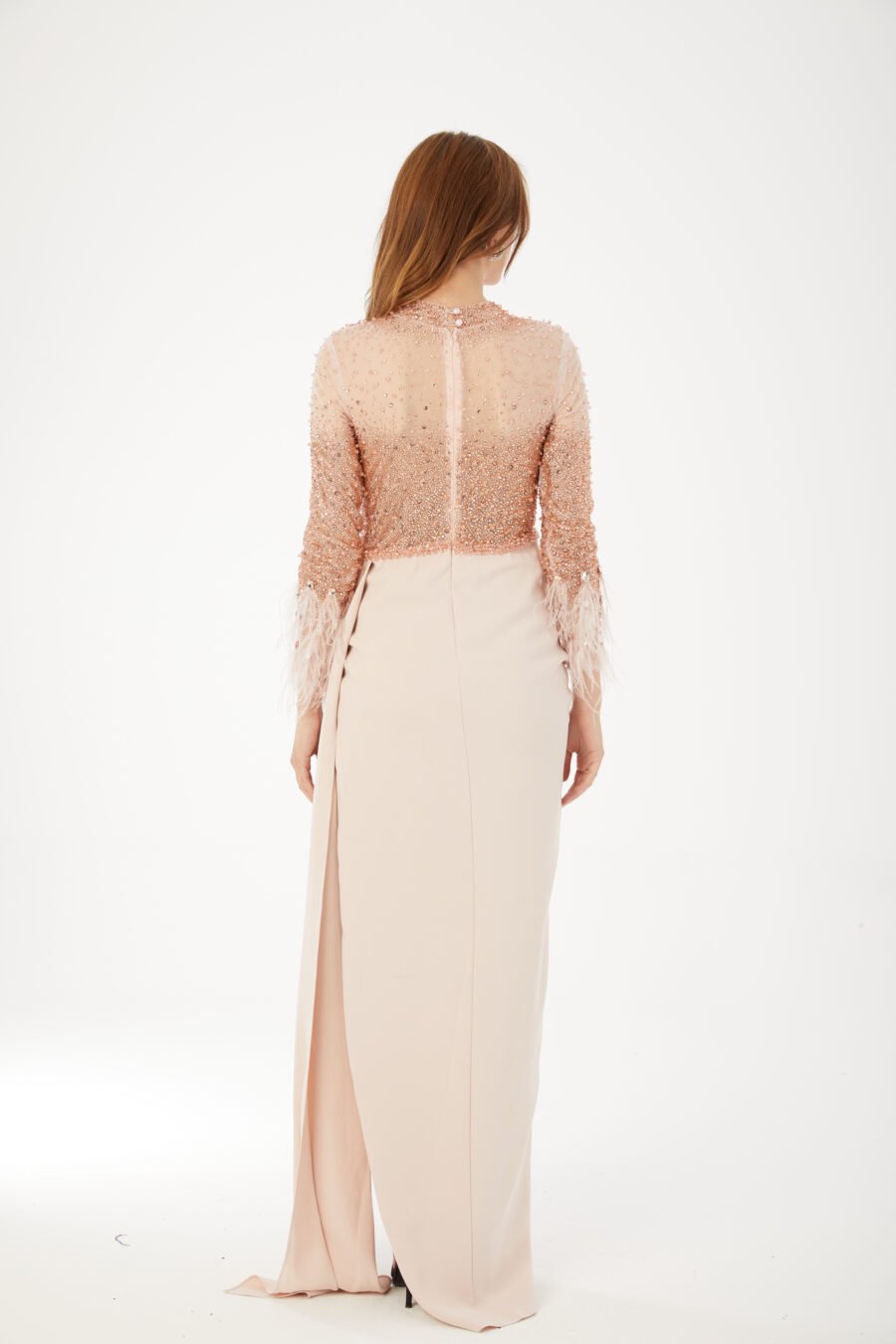 Jewel Neck High Knee Evening Dress - Image 5