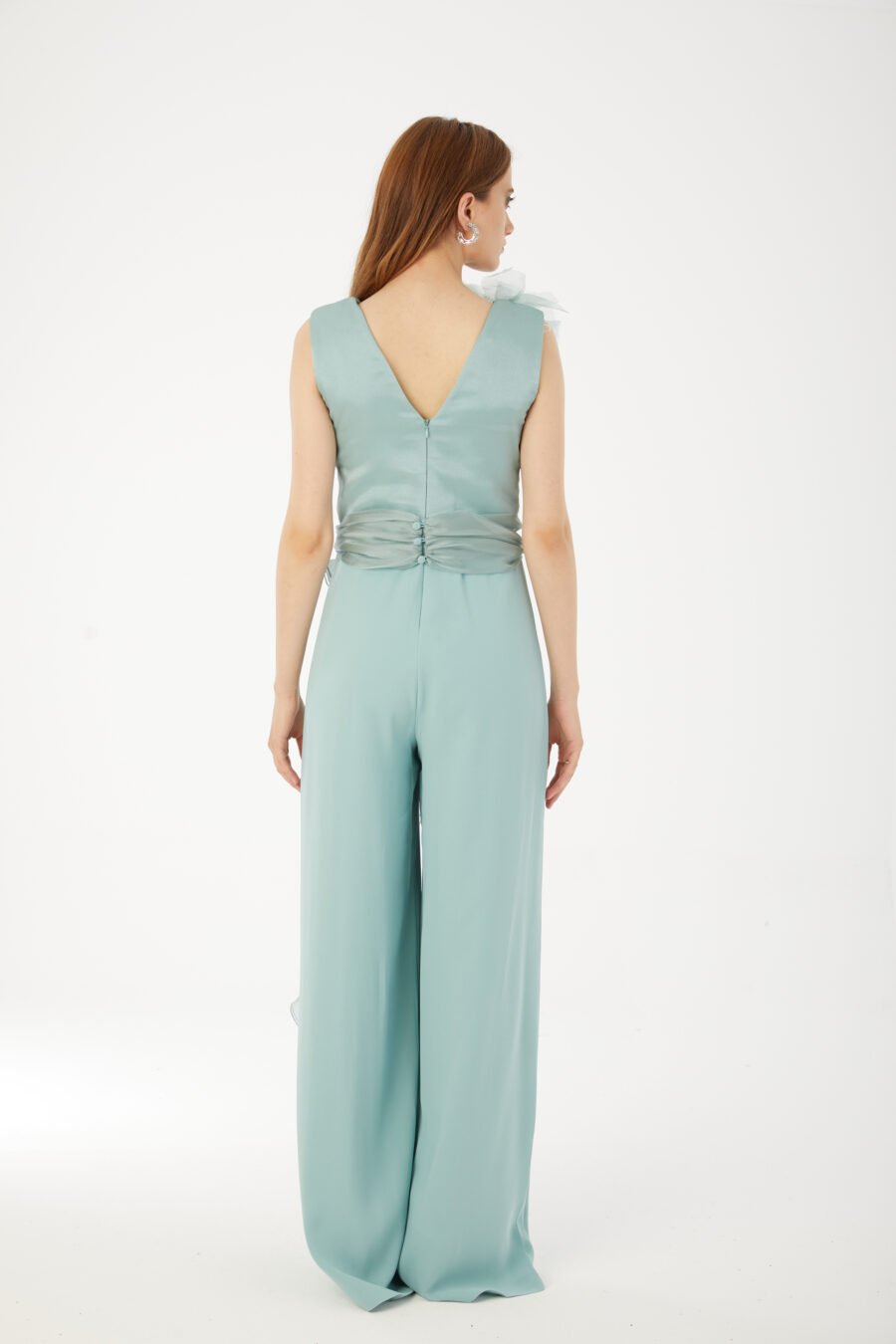 V Neck High Knee Ruffle Evening Dress - Image 11