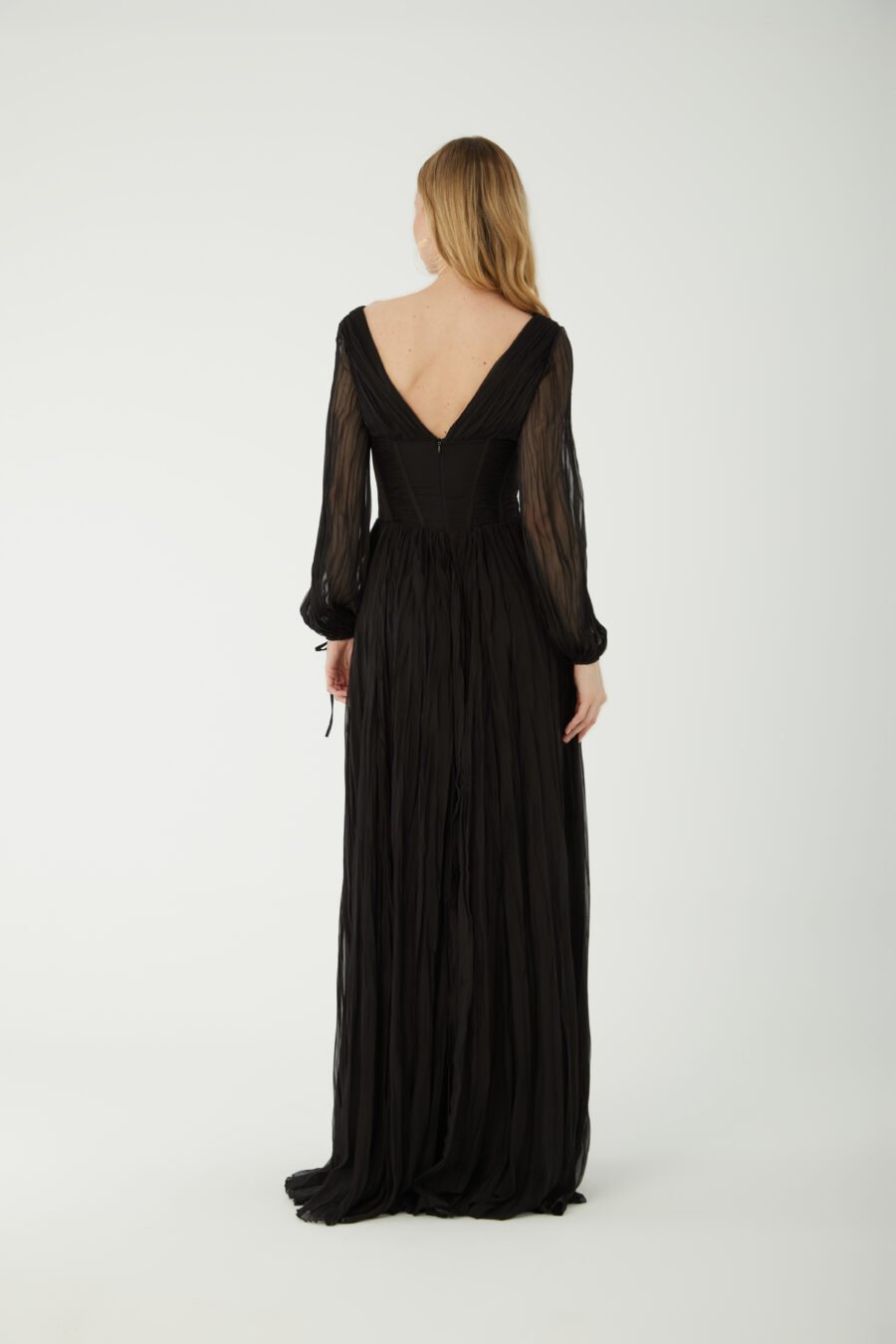 V Neck Long sleeve high knee evening dress - Image 12