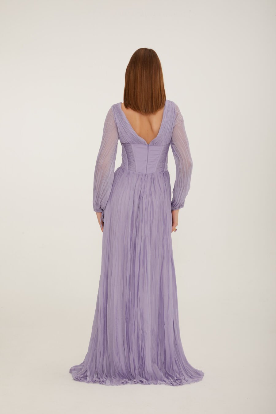 V Neck Long sleeve high knee evening dress - Image 27