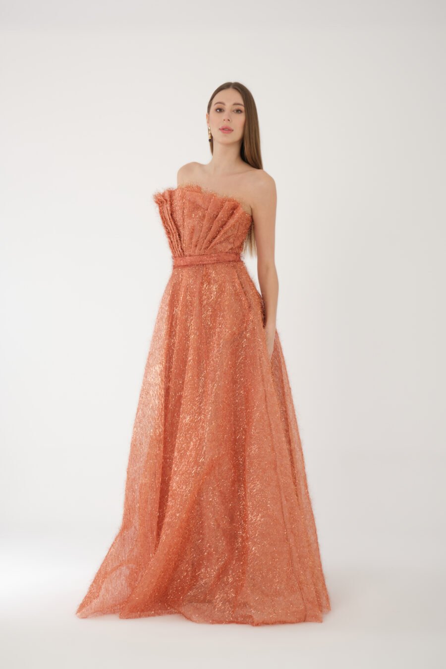 Straight Across Off shoulder Evening Dress
