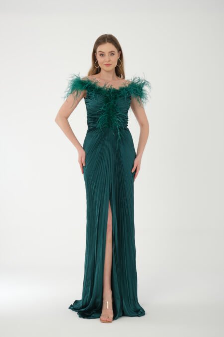 Straight Across Off shoulder High Knee Evening Dress