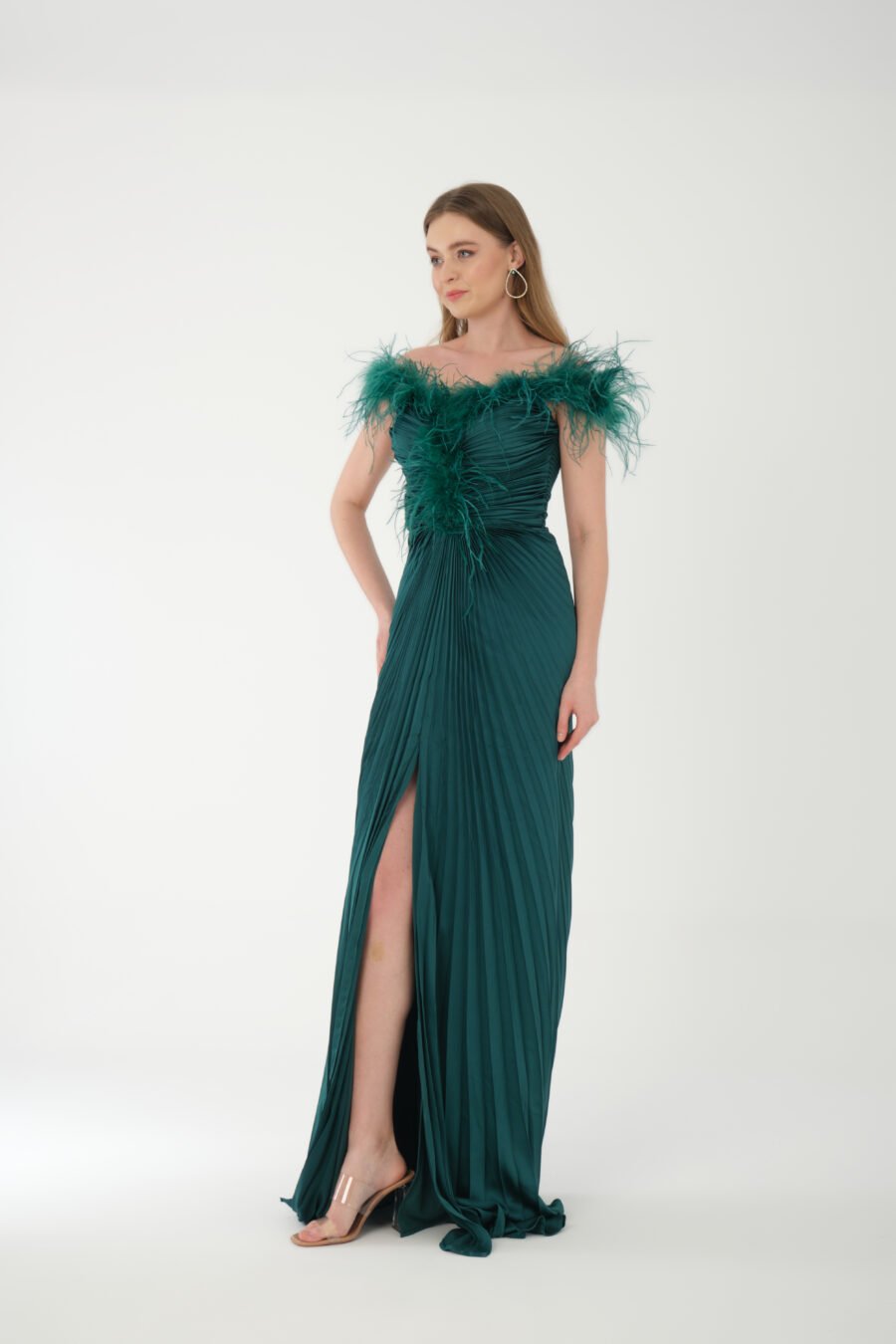 Straight Across Off shoulder High Knee Evening Dress - Image 3
