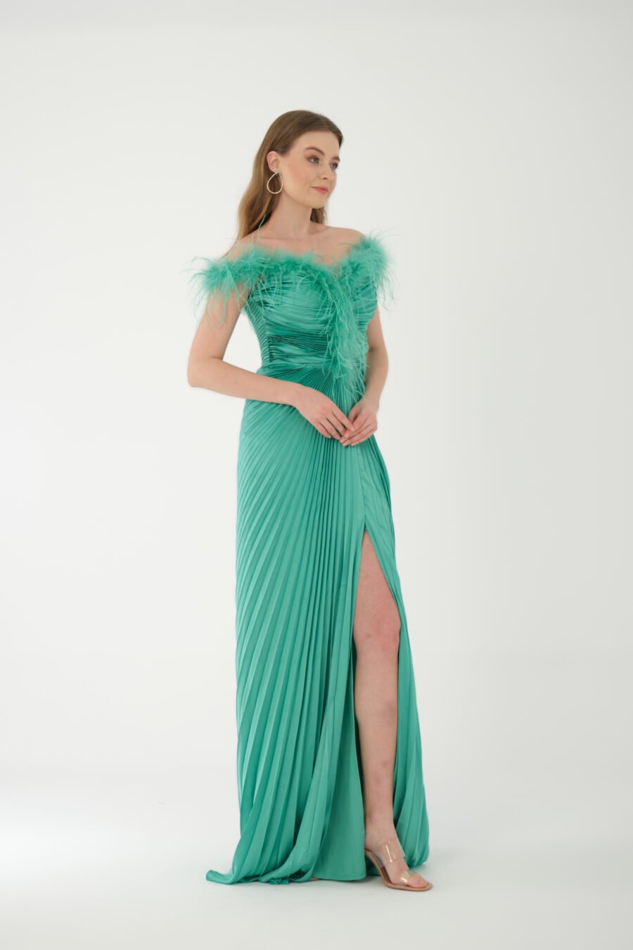 Straight Across Off shoulder High Knee Evening Dress - Image 13