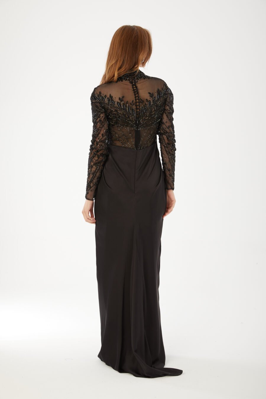 Beaded High Neck Evening Gown High Knee with Slit Evening Dress - Image 23
