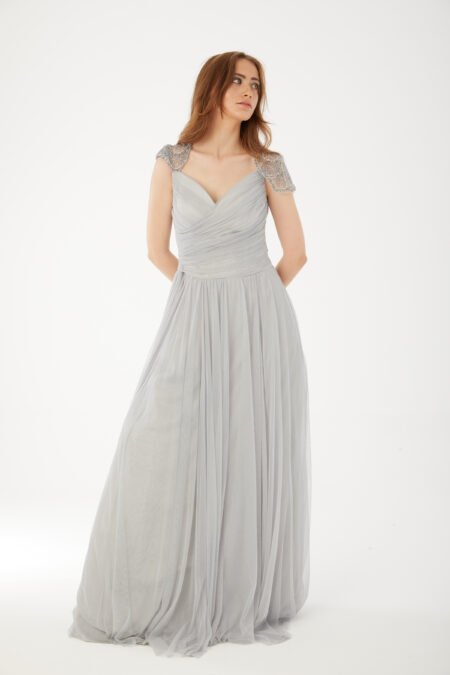 Sweetheart  A line Evening Dress - Gray, 40
