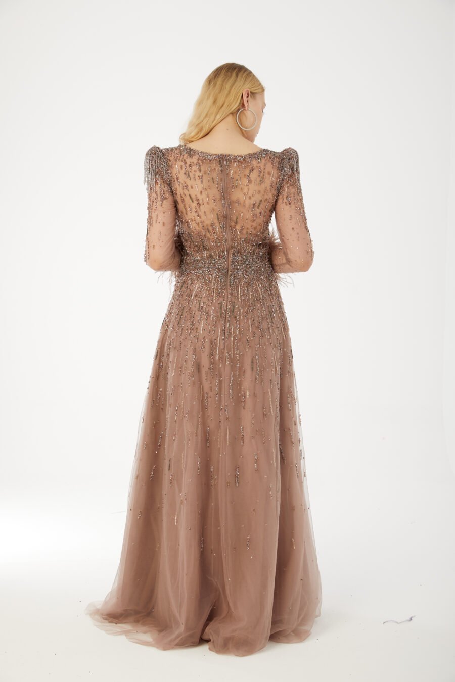 Boat neck High Gown Evening Dress - Image 6