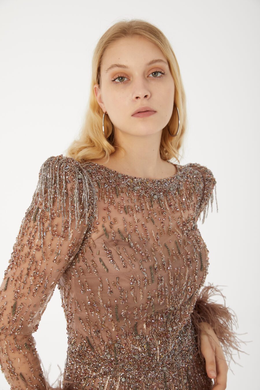 Boat neck High Gown Evening Dress - Image 4