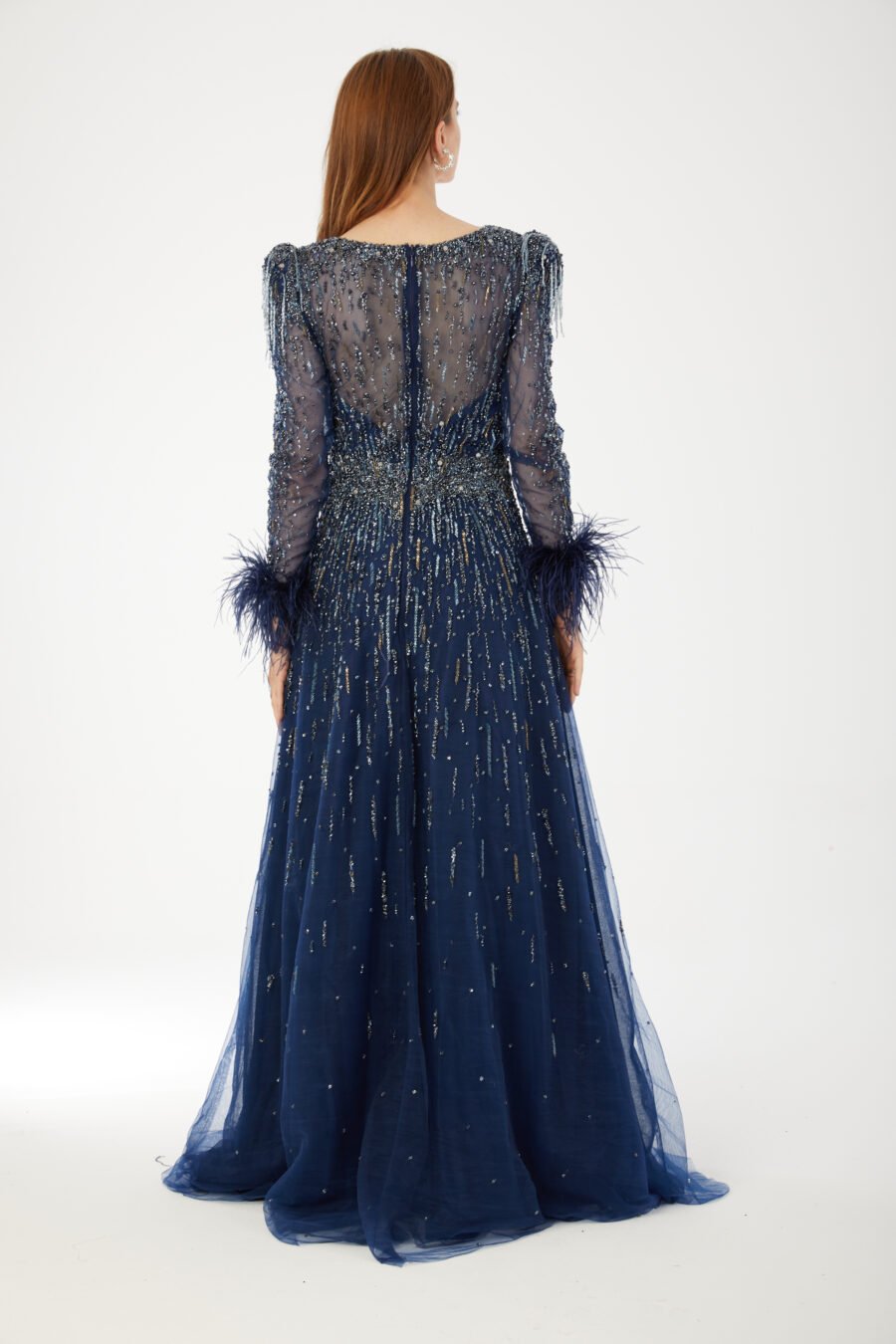 Boat neck High Gown Evening Dress - Image 11