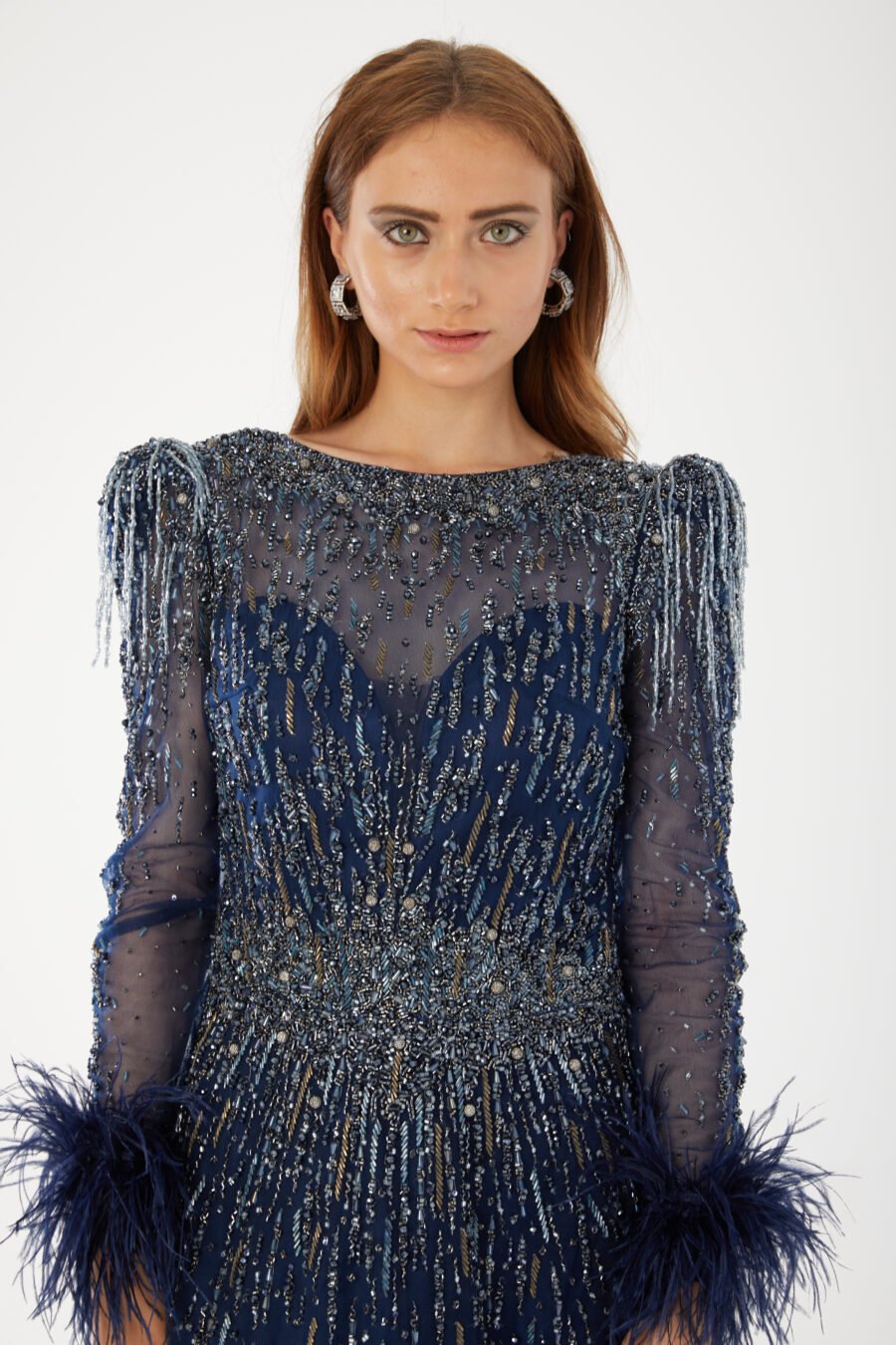 Boat neck High Gown Evening Dress - Image 8