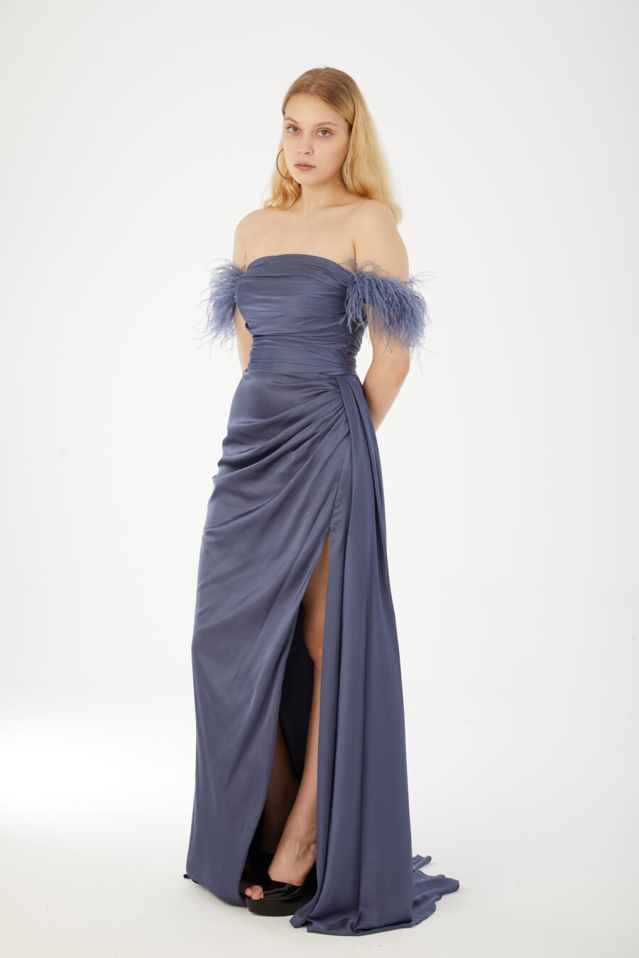 Straight Across Off shoulder Evening Dress - Image 11