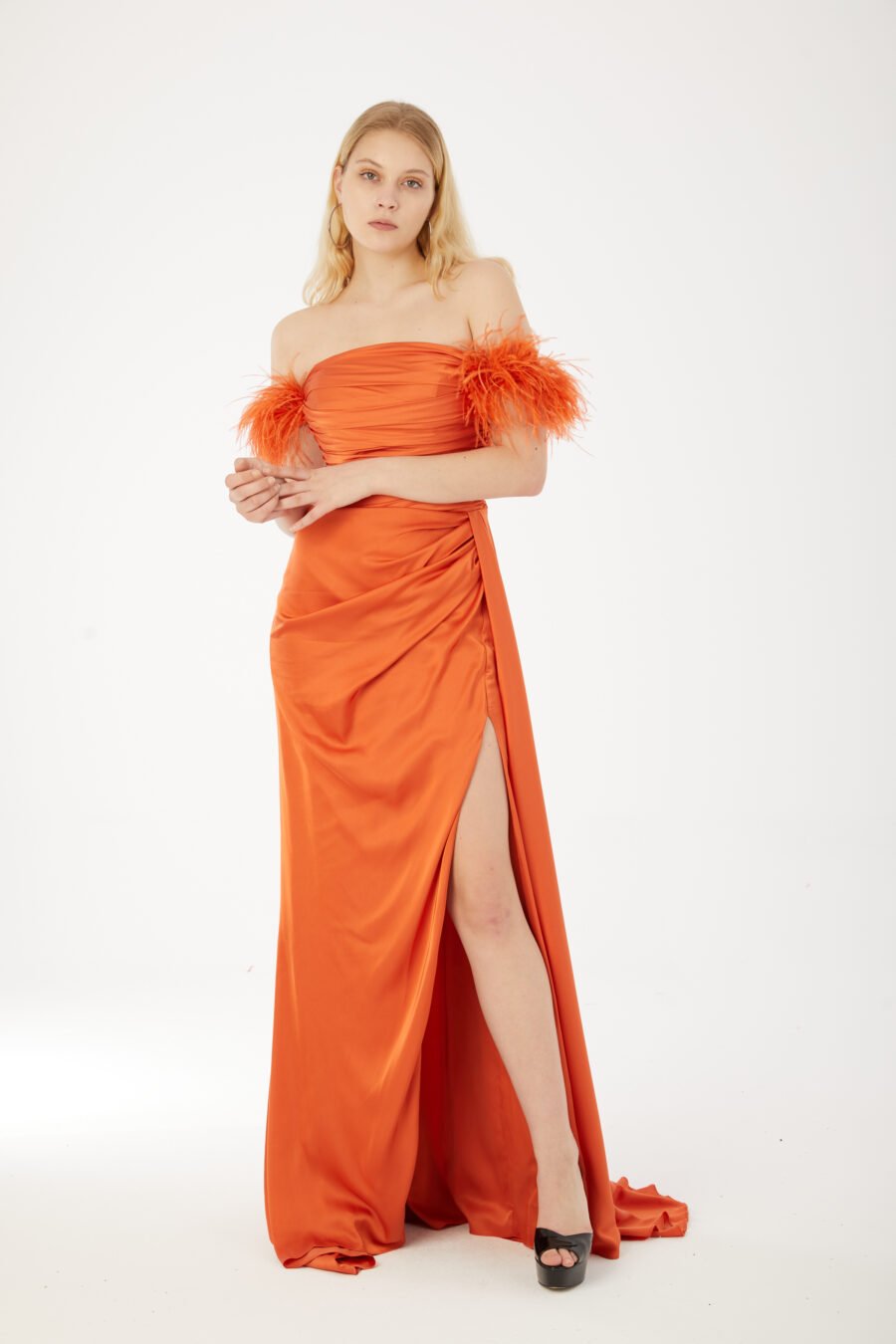 Straight Across Off shoulder Evening Dress - Image 16