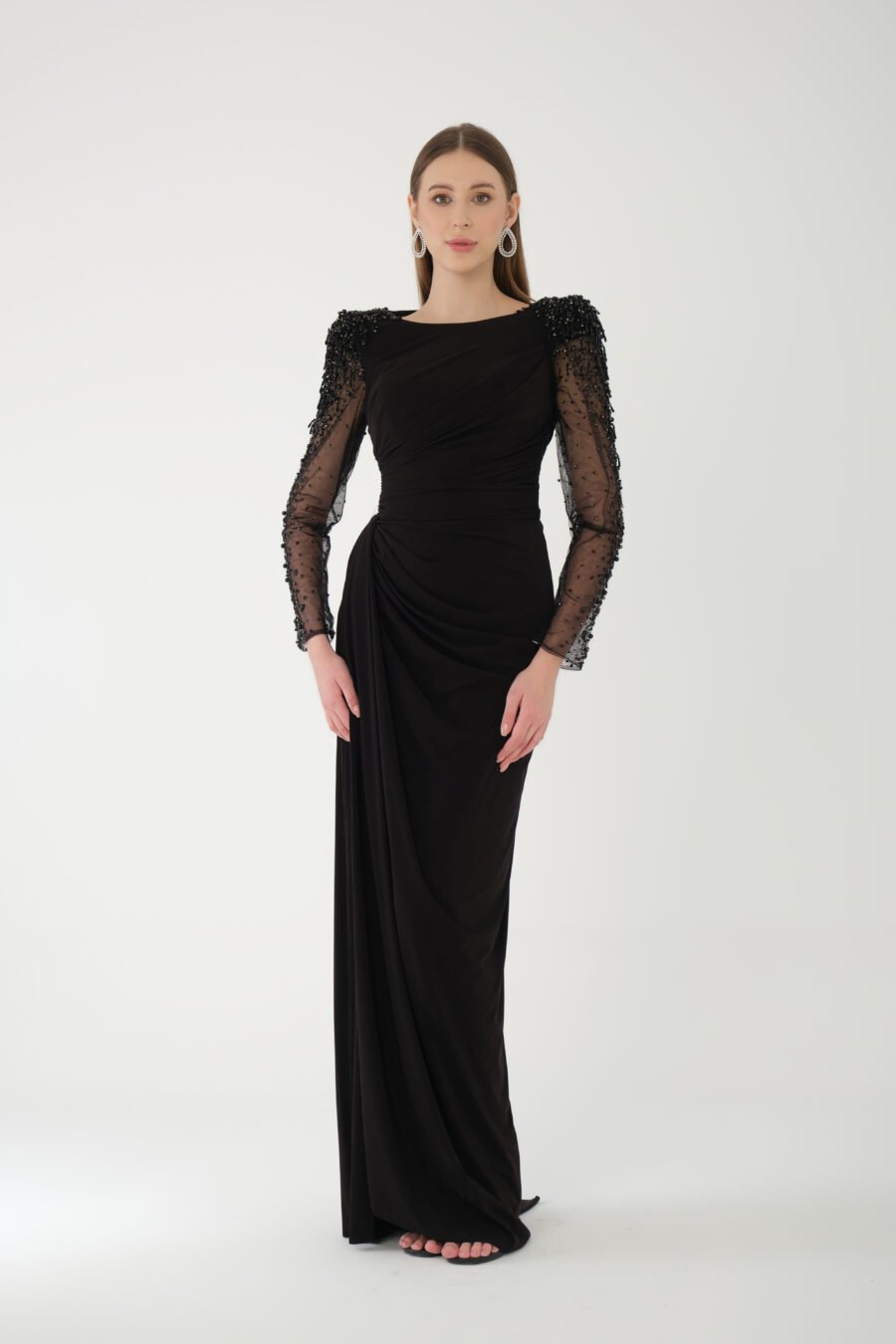 Boat neck High Knee Evening Dress - Image 14