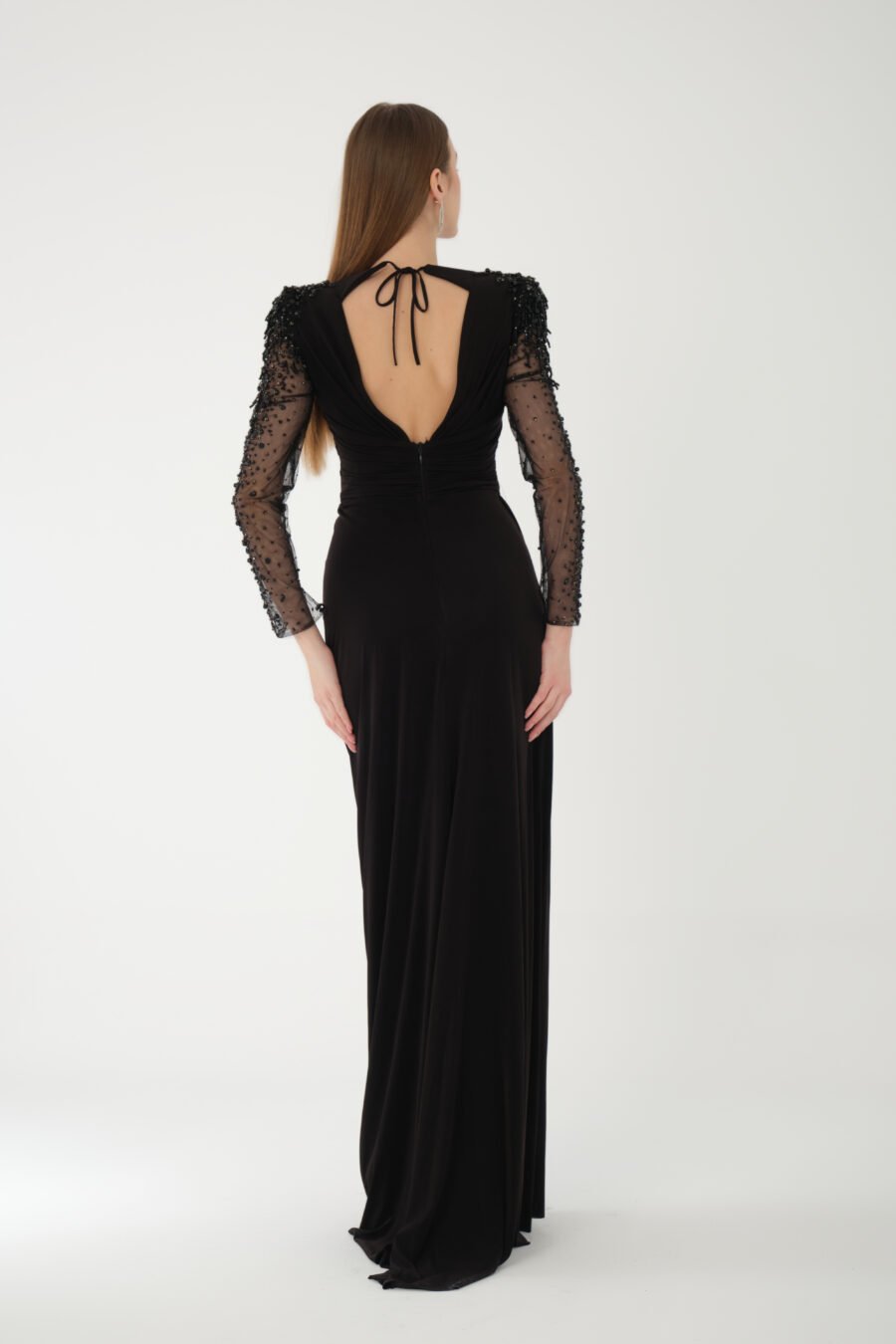 Boat neck High Knee Evening Dress - Image 16