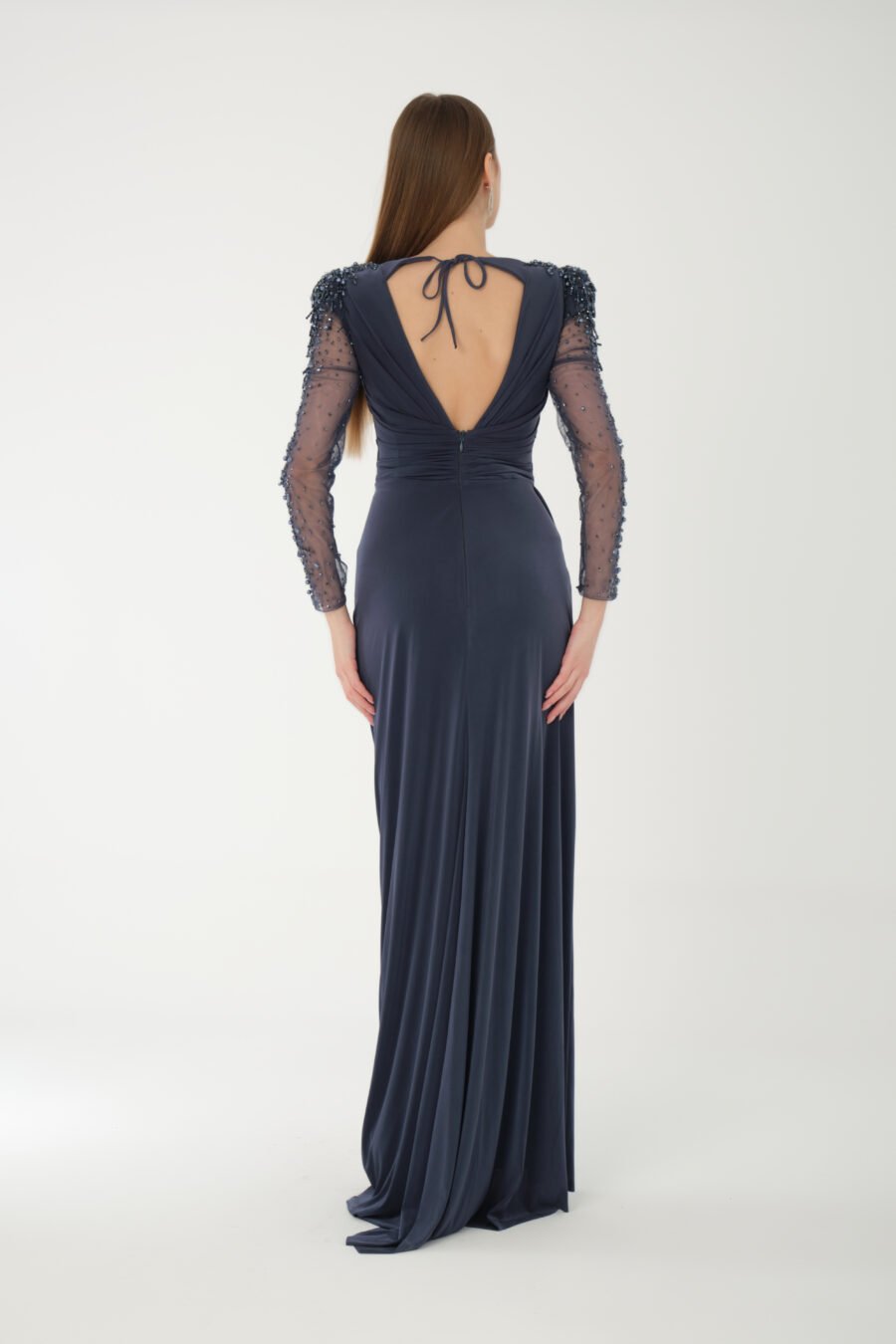 Boat neck High Knee Evening Dress - Image 8