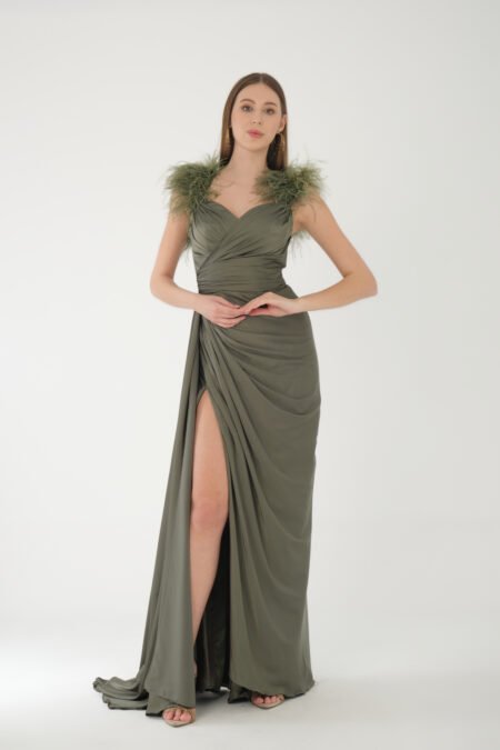 semi sweetheart High Knee Evening Dress - Green, 42