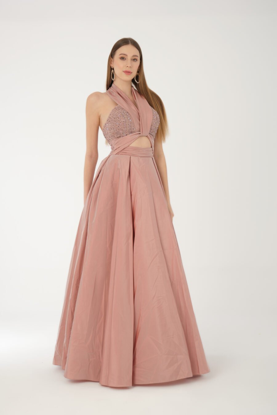 Blush Halter Cut-Out Evening Gown - Image 3
