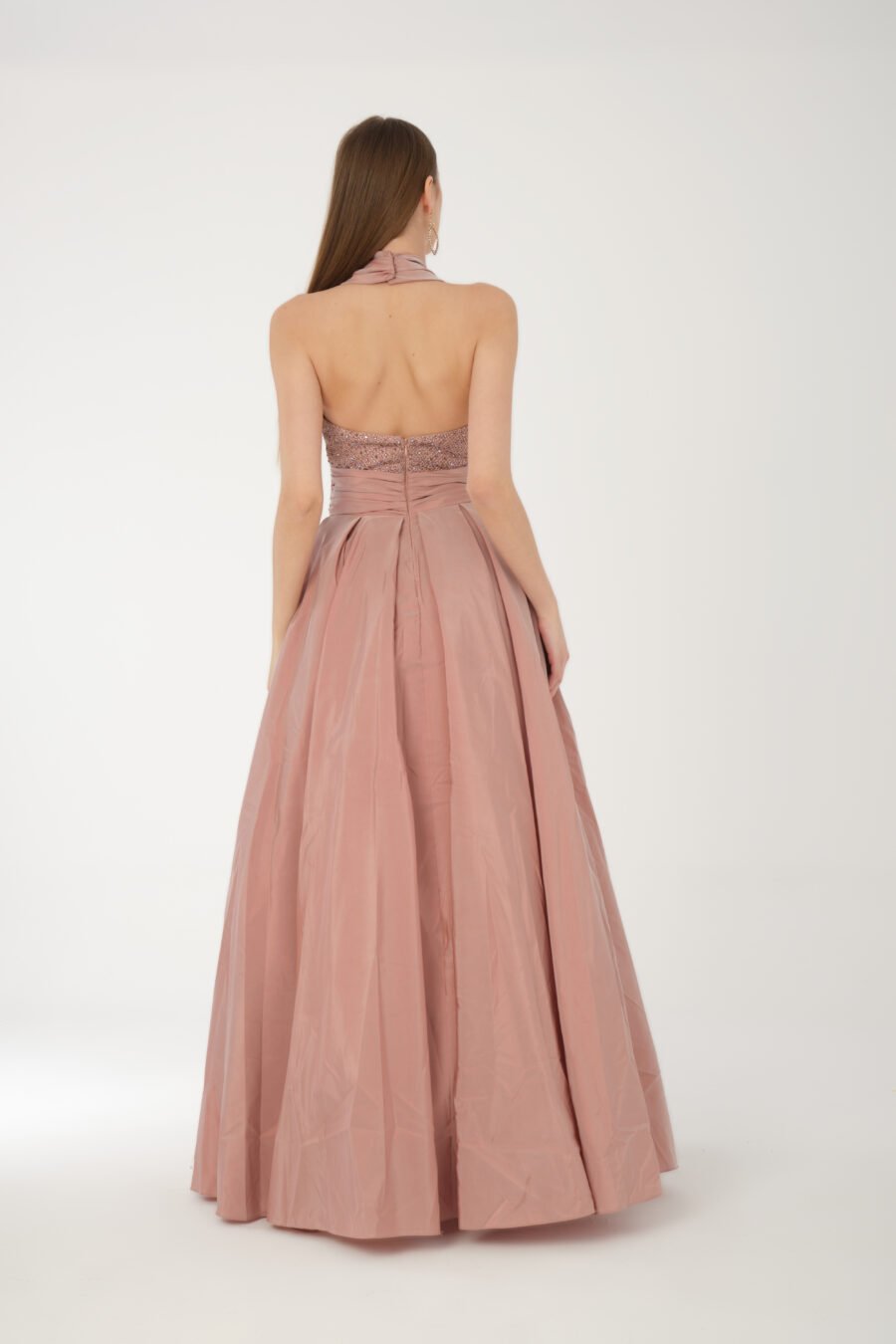 Blush Halter Cut-Out Evening Gown - Image 4