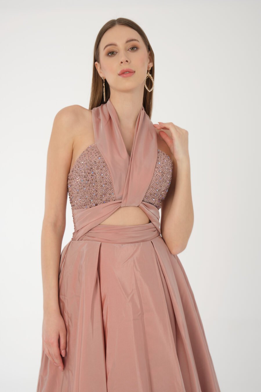 Blush Halter Cut-Out Evening Gown - Image 2
